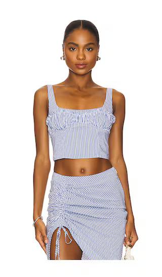 Poplin Bustier Top in Midnight Stripe | Revolve Clothing (Global)