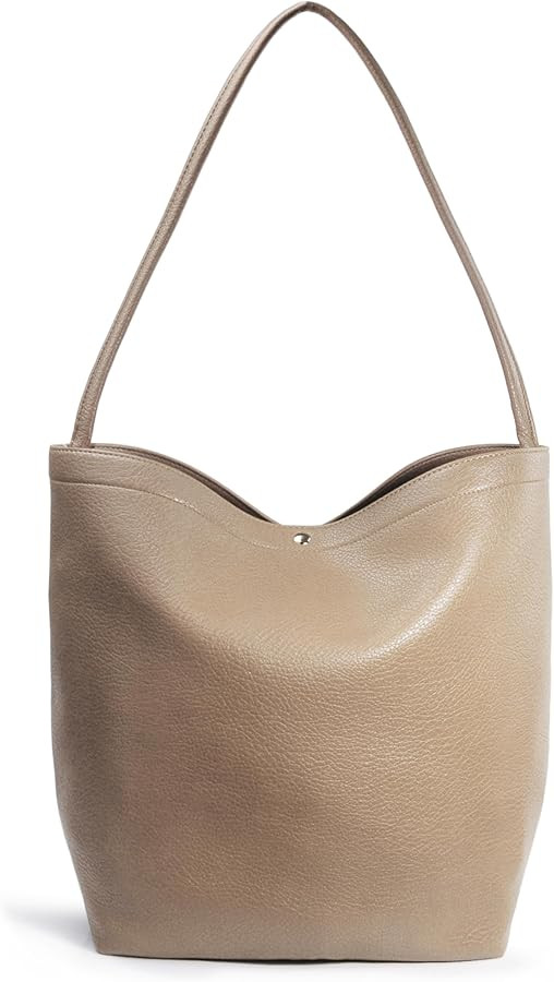 Hobo Bags for Women Vegan Leather Bucket Bags Minimalist Shoulder Handbag | Amazon (US)