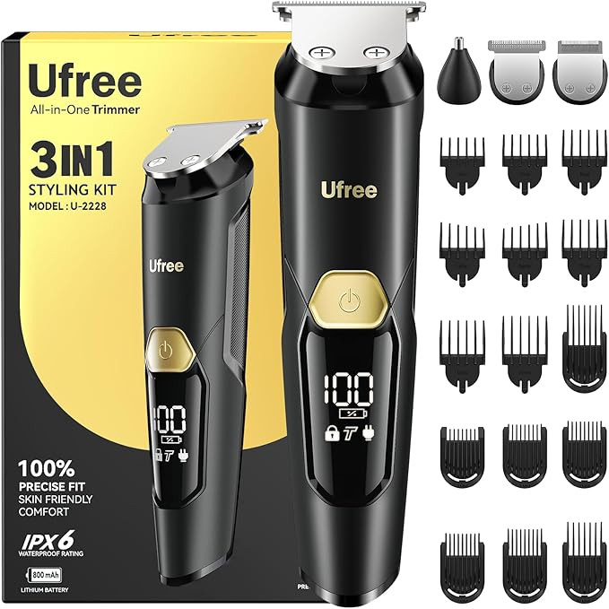 Ufree 3-in-1 Beard Trimmer Kit, Men's Electric Shaver Razor for Mustache Body Nose Facial Hair, P... | Amazon (US)