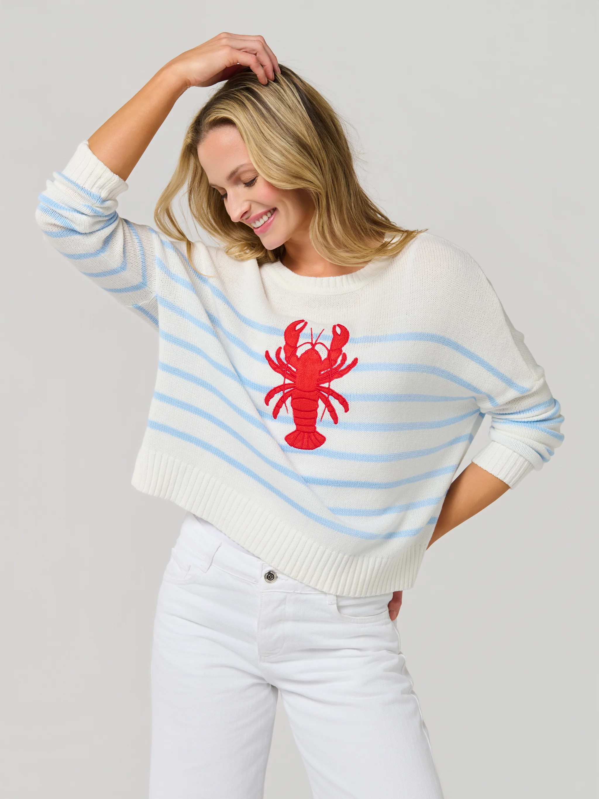 Shiraleah Lobster Relaxed Fashion Fit Sweater, White | Shiraleah