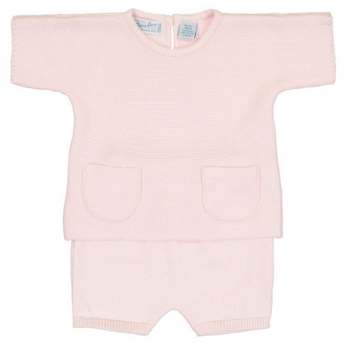 Knit Short Set Sea Coral, Heather Blue & Pink | Feltman Brothers
