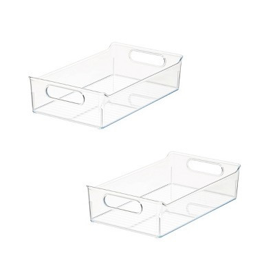iDESIGN Recycled Plastic Pantry Storage Organizer: Clear Kitchen Cabinet Bins for Snack Organization, Set of 2 | Target