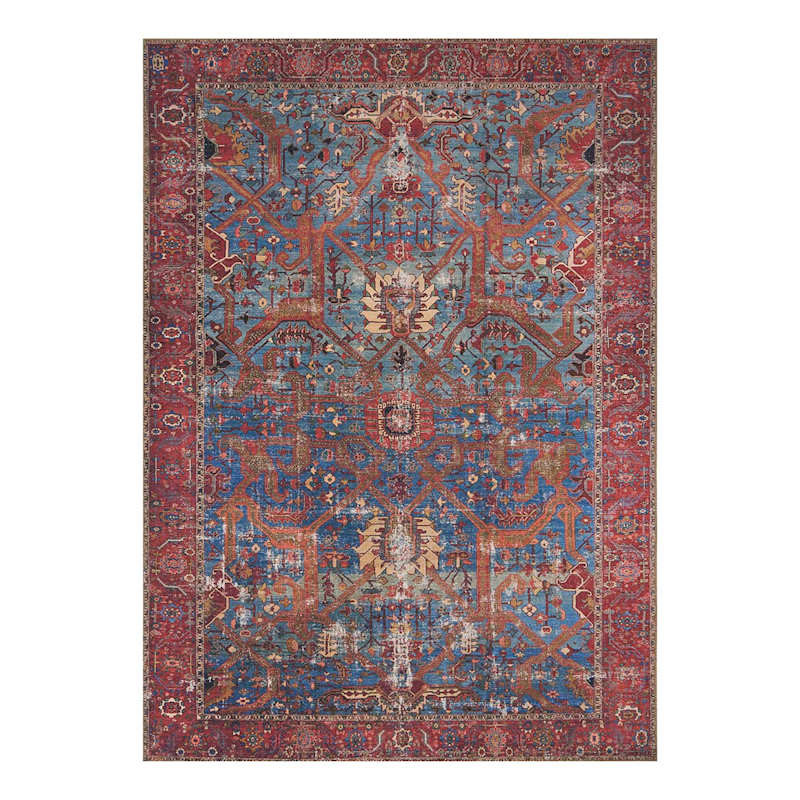 (B524) Sergio Blue & Red Area Rug, 8x10 | At Home