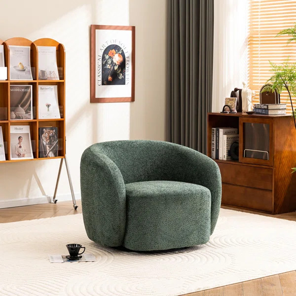 Munehito Upholstered Swivel Accent Chairs, Boucle Swivel Barrel Chair, Arm Chairs for Small Space | Wayfair North America