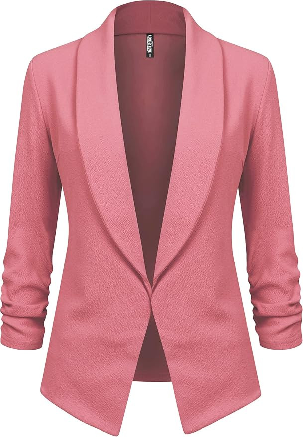 Lock and Love Women 3/4 Sleeve Blazer Open Front Cardigan Jacket Work Office Blazer | Amazon (US)