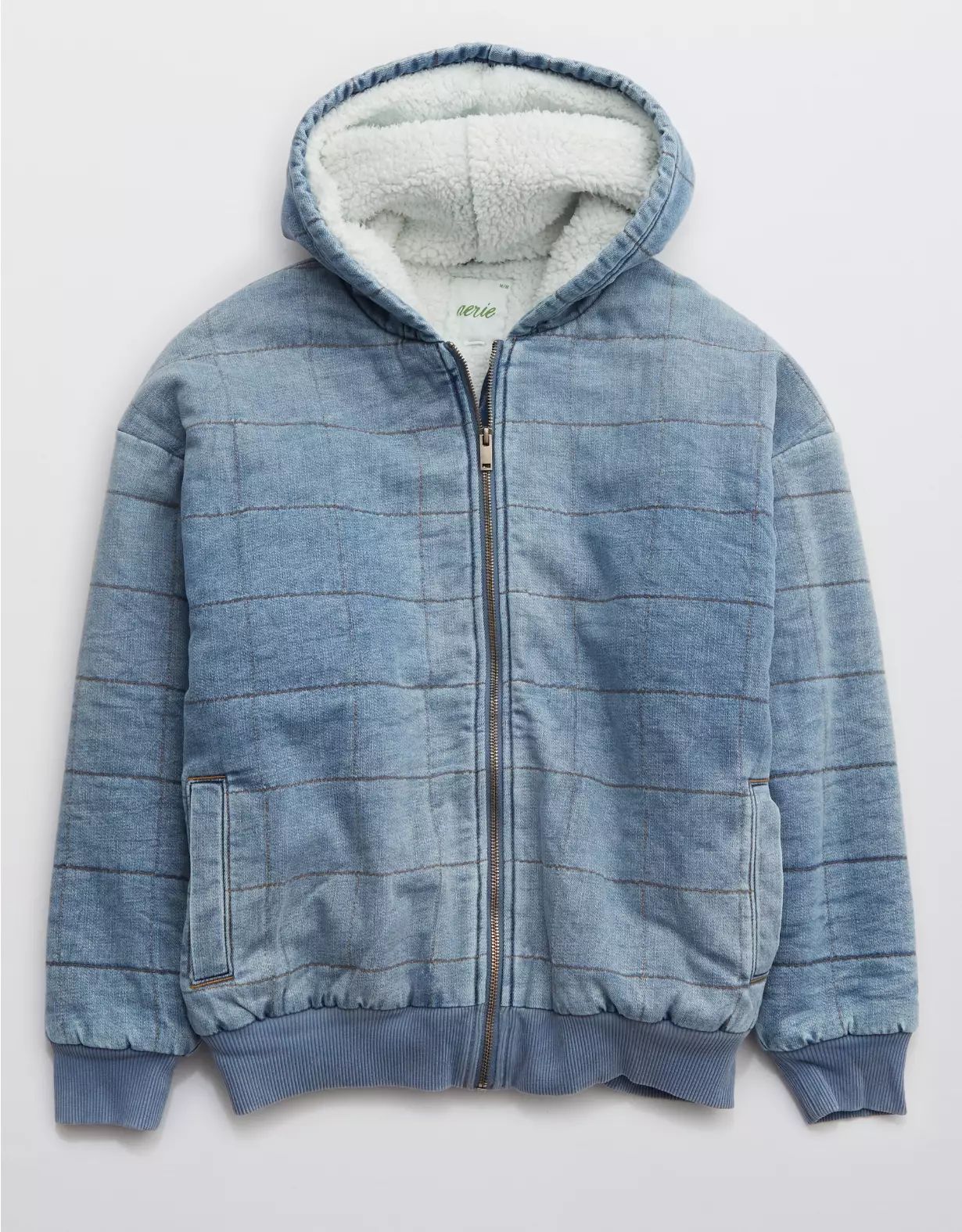 Aerie Sherpa Lined Denim Quilted Jacket | American Eagle Outfitters (US & CA)
