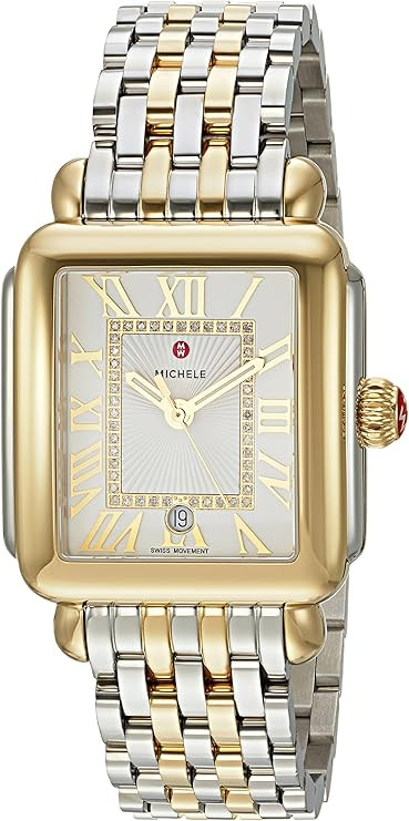 MICHELE Women's 'Deco Madison' Swiss Quartz Stainless Steel Casual Watch, Color:Two-Toned (Model:... | Amazon (US)