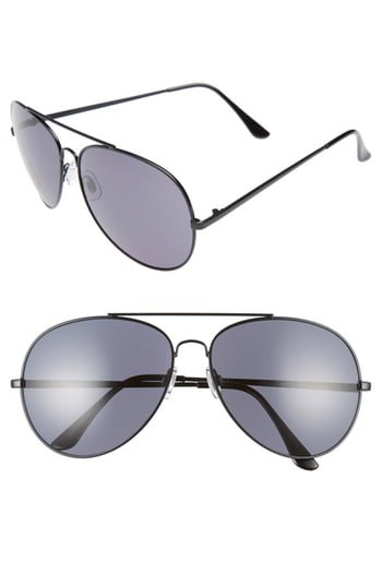 Women's Bp. 65Mm Oversize Aviator Sunglasses - Black/ Black | Nordstrom