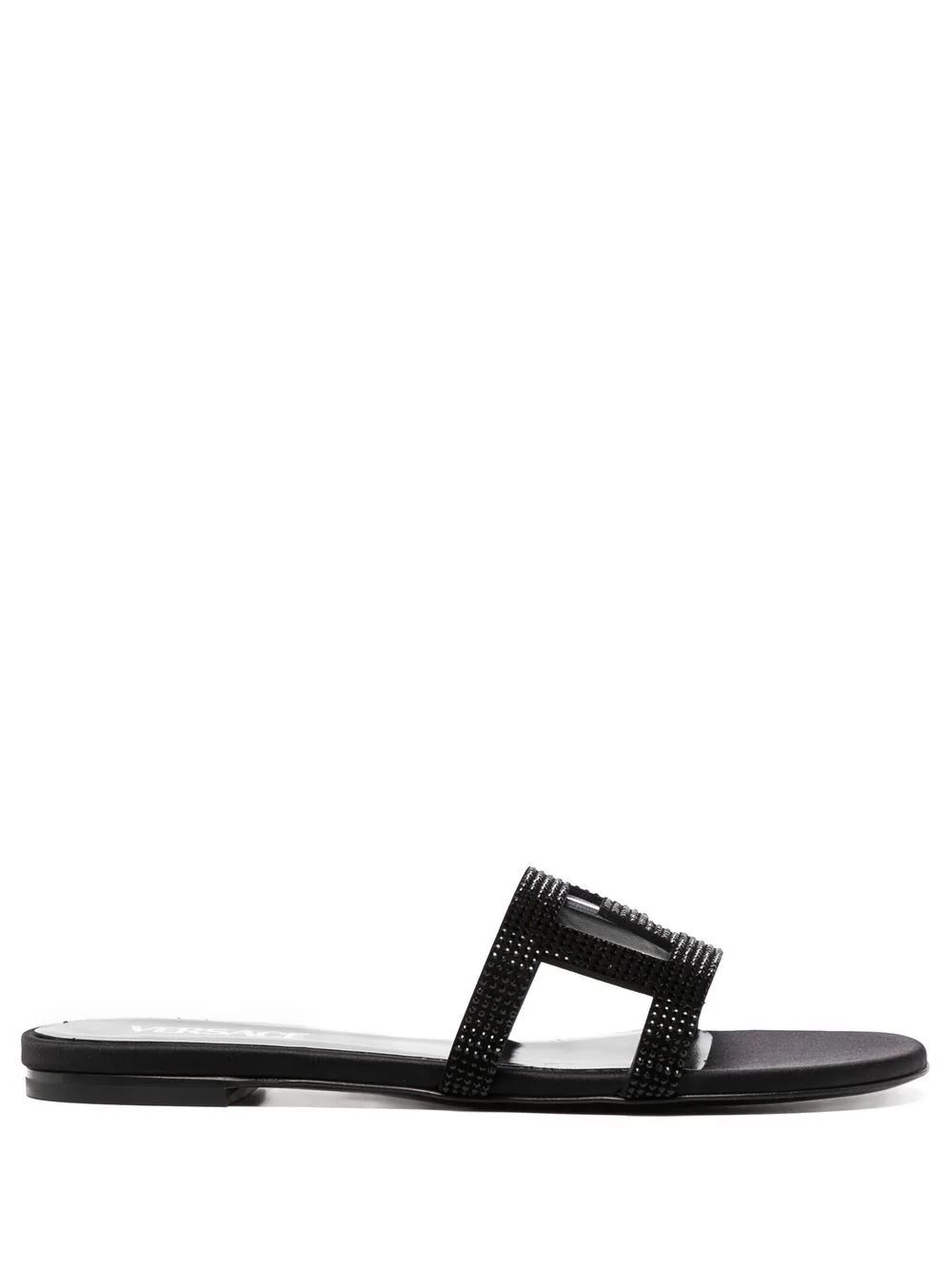 Versace Greca Maze Crystal Flat Sandals - Farfetch | Farfetch Global