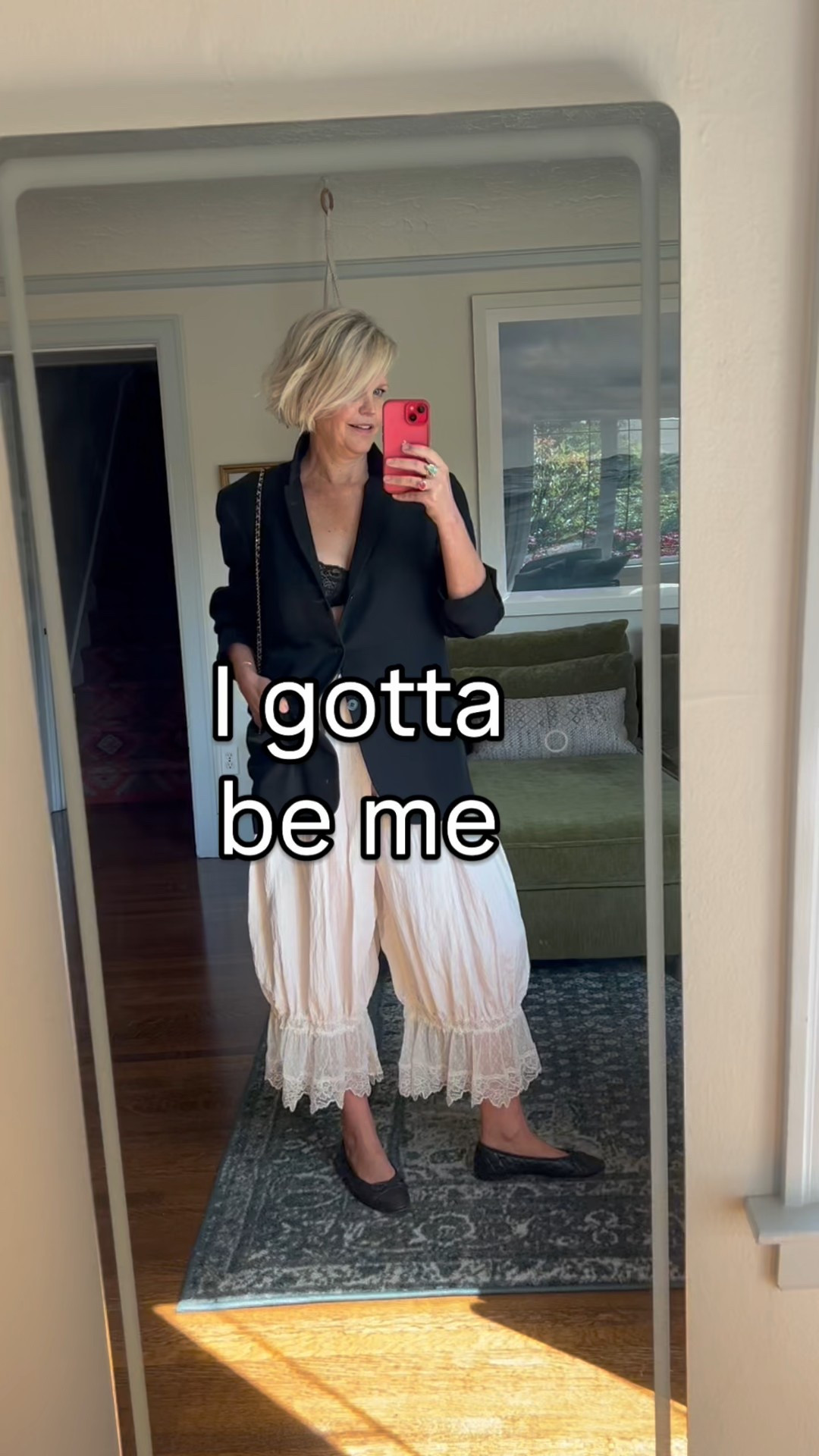 I feel like every day is so different right now - some days I feel bloated and so overwhelmed by all the body changes and other days I put on a comfy outfit and self tanner and own it  - these pants are making it a good day 🤩

Blazer is vintage bag and shoes Chanel 

#LTKOver40 #LTKStyleTip