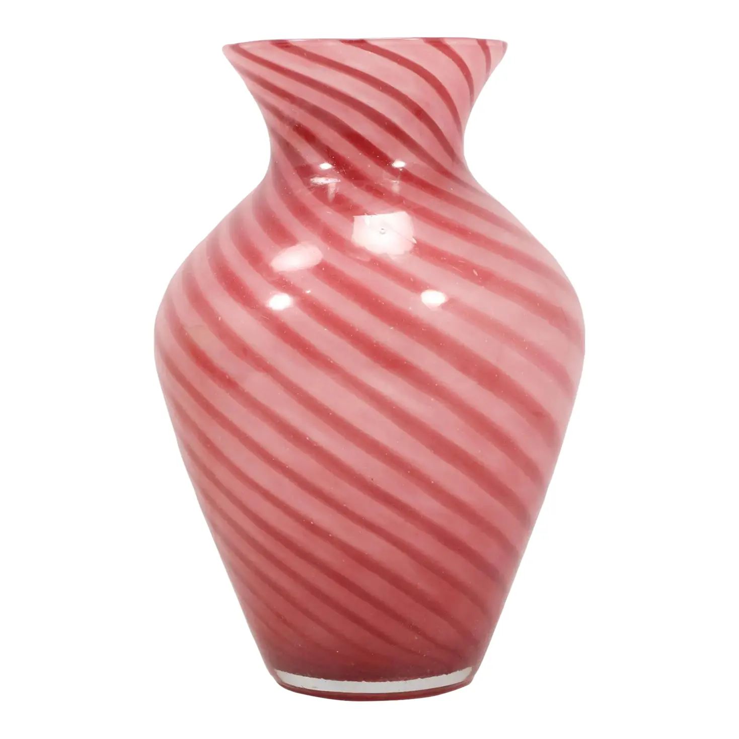 Midcentury Pink Swirl Murano Glass Vase | Chairish