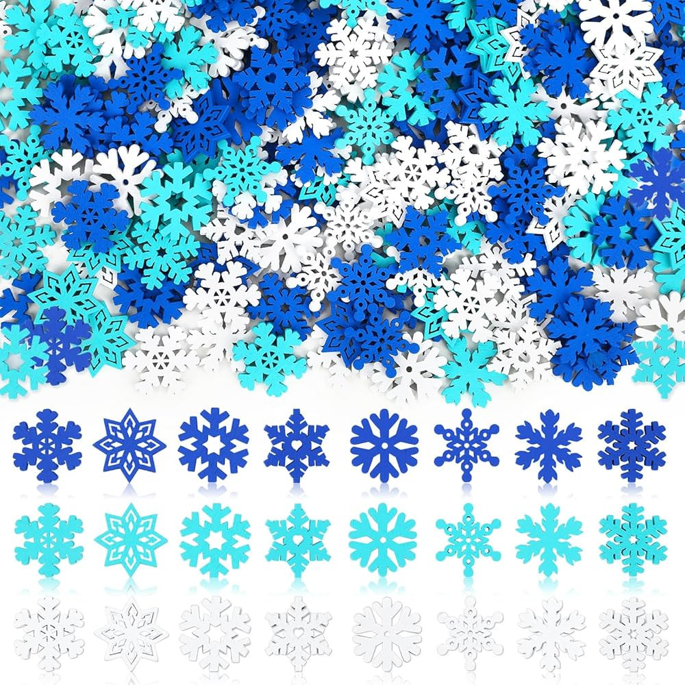 JUNEBRUSHS 260pcs Christmas Snowflake Wooden Buttons Wood Sewing Buttons for Crafts Winter Christ... | Amazon (US)