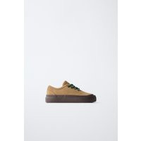 Zara - Contrast Leather Sneakers - Beige - 10½ (6.6 Inches) - Kids | Zara US