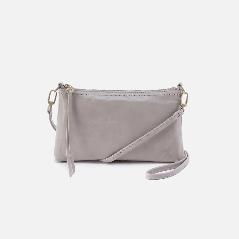 Darcy Crossbody in Polished Leather - Light Grey | HOBO Bags