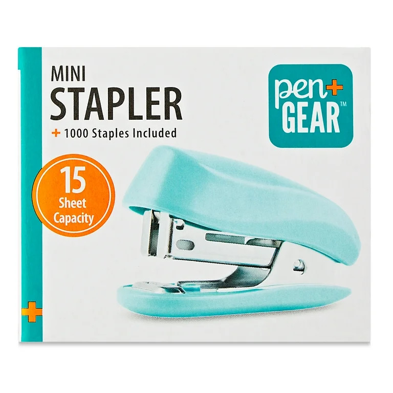 Pen+Gear 15-Sheet Mini Stapler with 1000 Staples, Blue | Walmart (US)