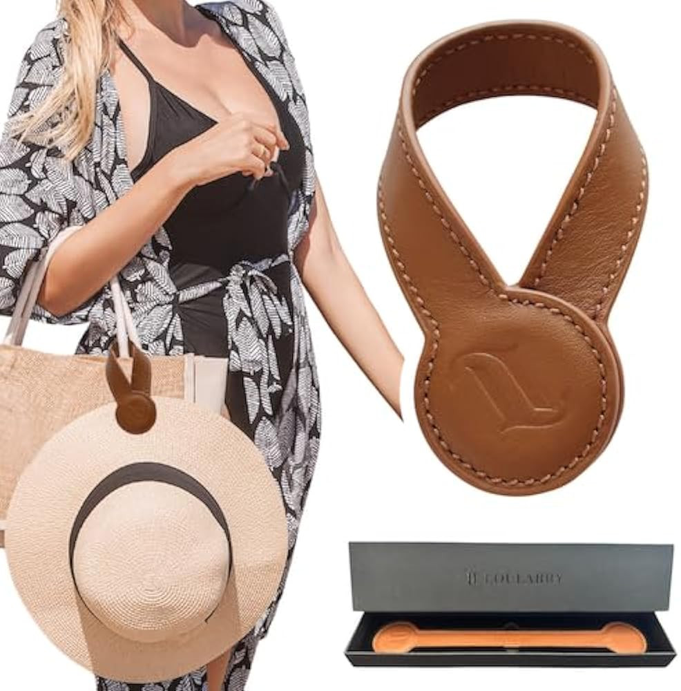 Magnetic Hat Clip for Travel on Bag | Fashionable Travel Accessories For Women | Leather Hat Hold... | Amazon (US)