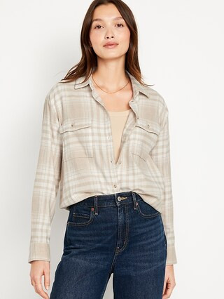 Loose Flannel Boyfriend Shirt for Women | Old Navy (US)