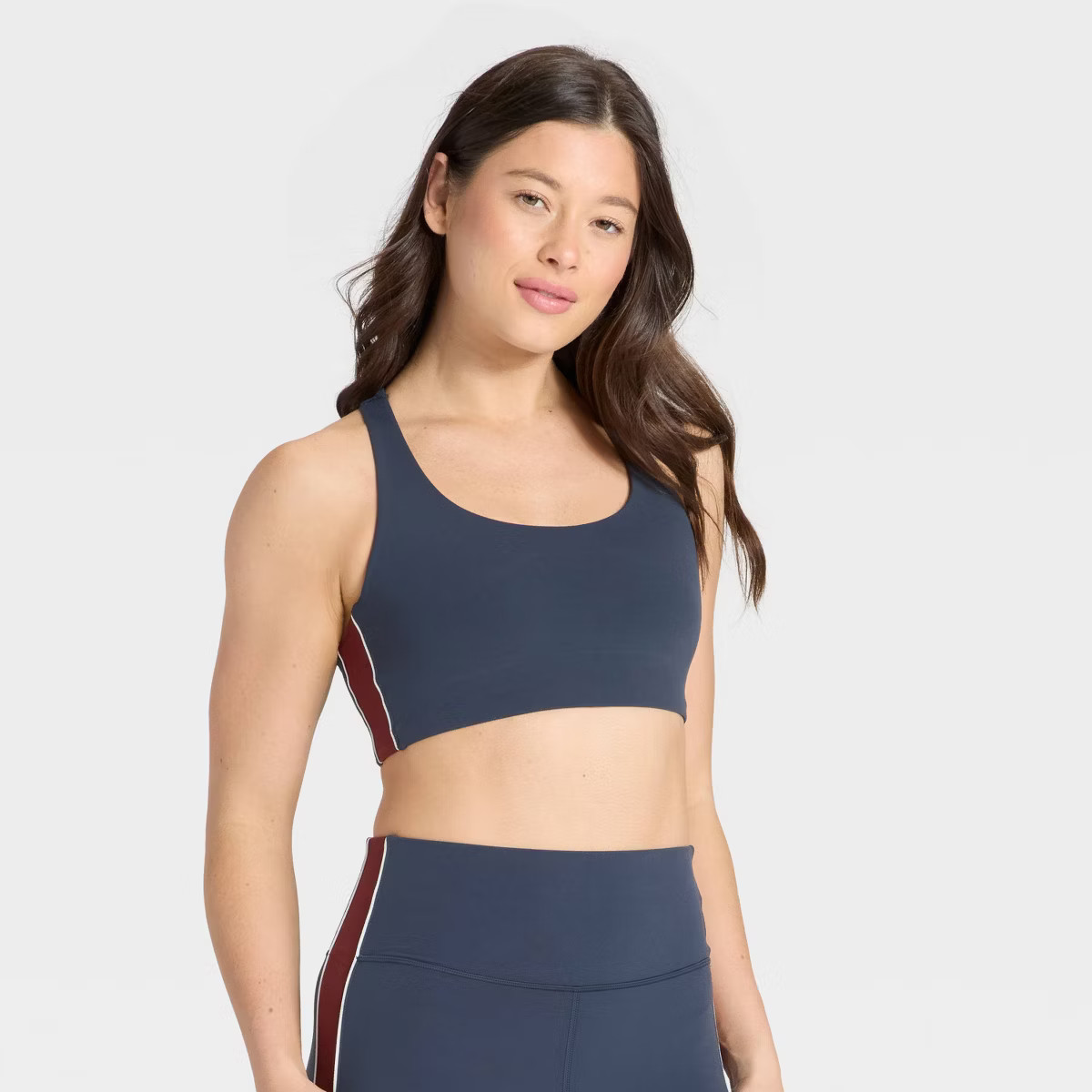 Women's Everday Soft Light Support Piped Longline Sports Bra - All In Motion™ Blue S | Target