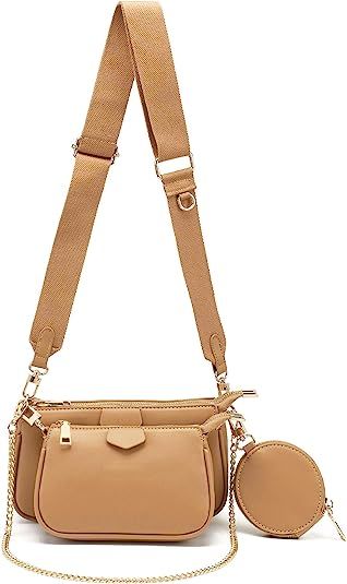 Small Crossbody Bags for Women Multipurpose Golden Zippy Handbags with Coin Purse including 3 Siz... | Amazon (US)