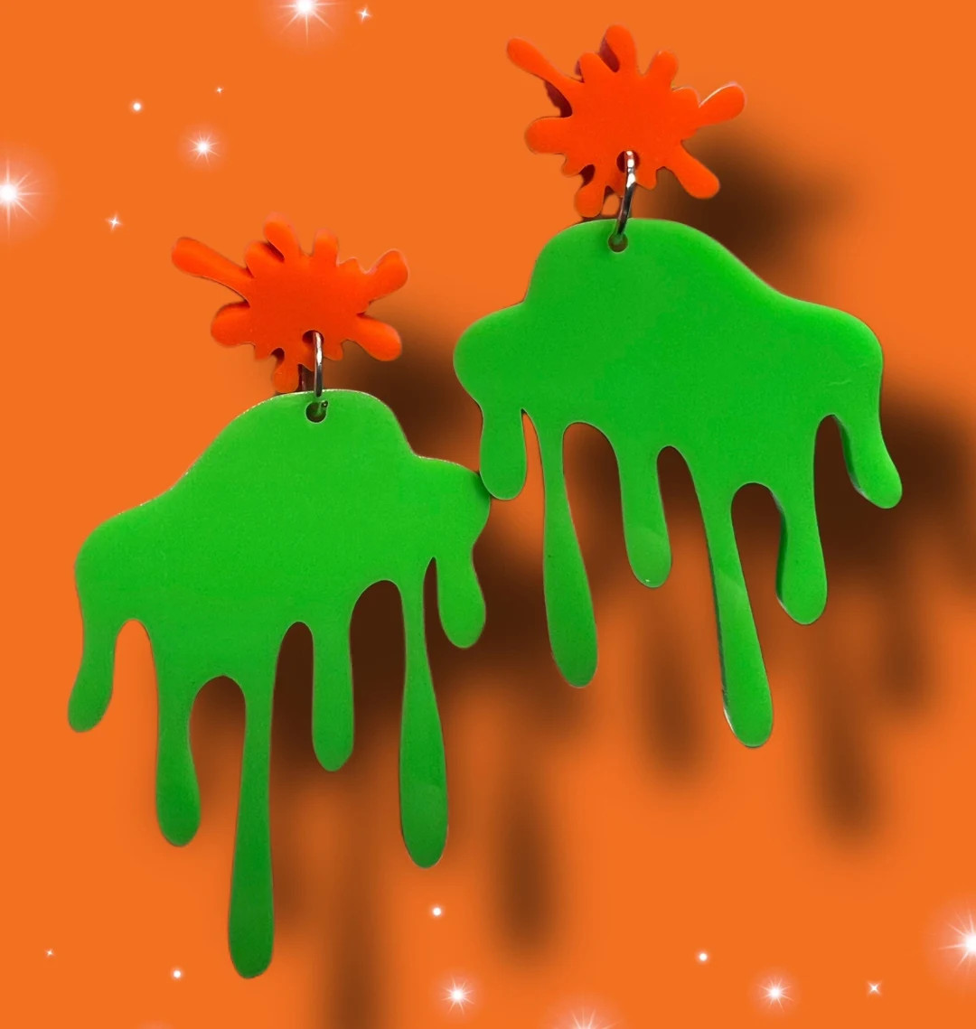 Slime Time 90s Aesthetic Acrylic Dangle Drop Earrings - Etsy | Etsy (US)