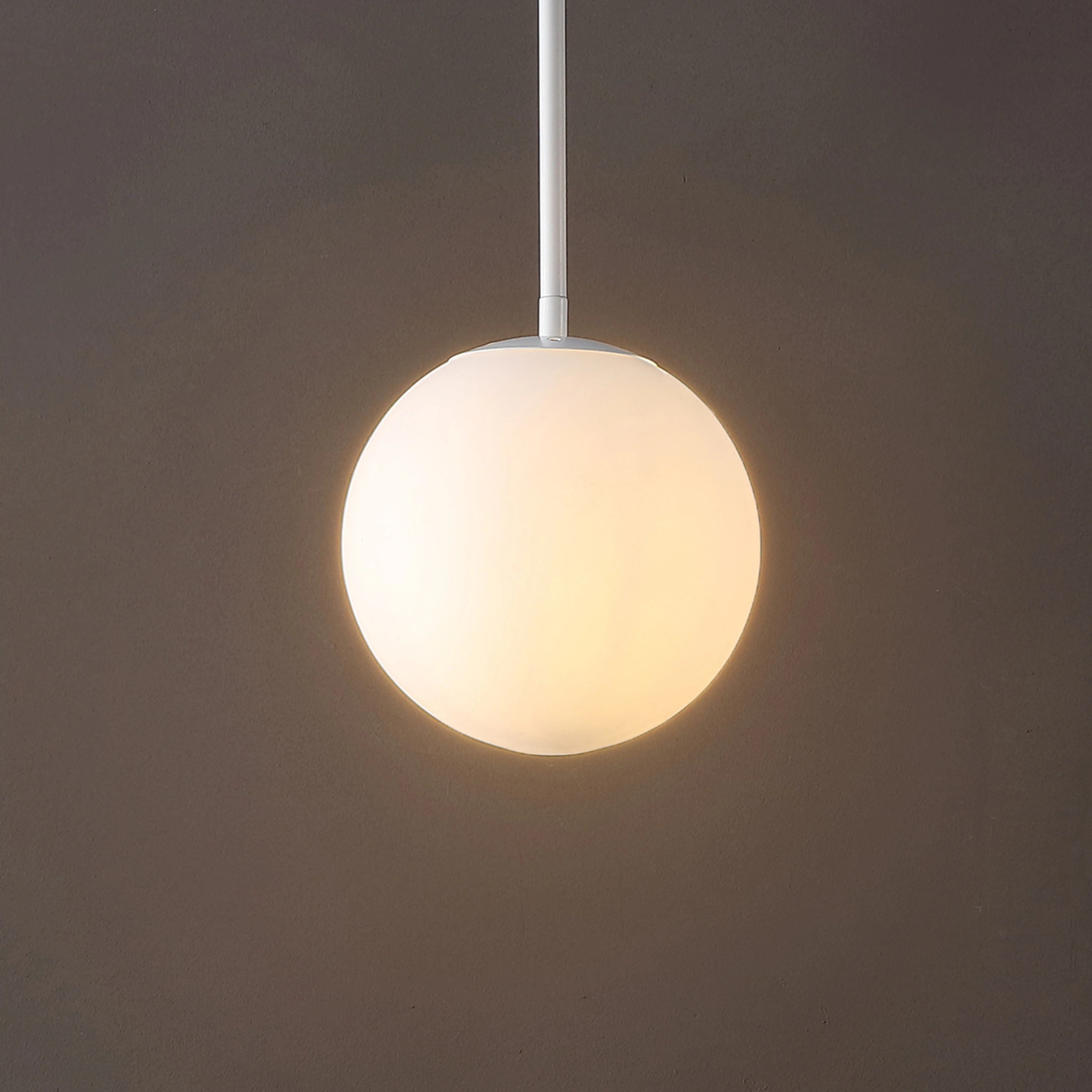 JONATHAN Y Bleecker Metal/Glass 1 -Light White French country/cottage Frosted glass Globe Small Hanging Pendant light | JYL9528E | Lowe's