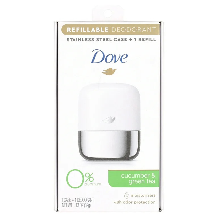 Dove Refillable Deodorant Starter Kit Cucumber & Green Tea Aluminum Free Deodorant, 1.13 oz - Wal... | Walmart (US)