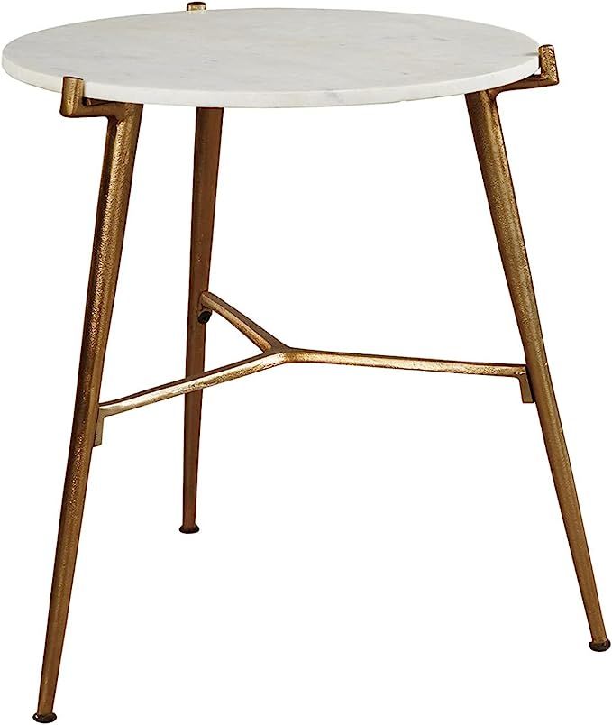 Signature Design by Ashley ChadtonModern Glam Faux Marble Accent Table, 21", Gold and White | Amazon (US)