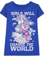Girls Short Sleeve 'Girls Will Change The World' Graphic Tee | The Children's Place | The Children's Place