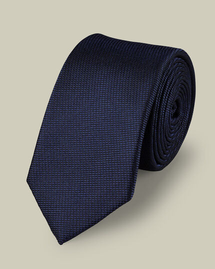Silk Textured Slim Tie - French Blue | Charles Tyrwhitt