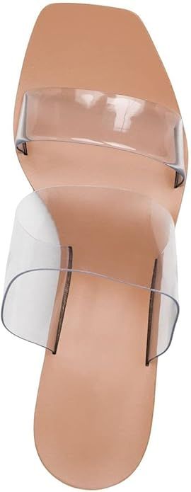 keleimusi Acrylic Ball Slide Sandals with Two Clear Strap Vinyl Heels | Amazon (US)