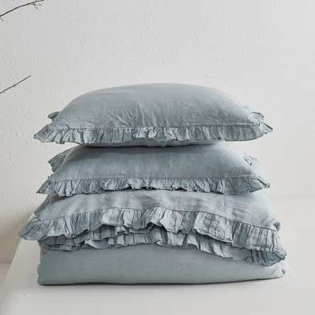 BISELINA Linen Ruffled Duvet Cover Set | Wayfair | Wayfair North America