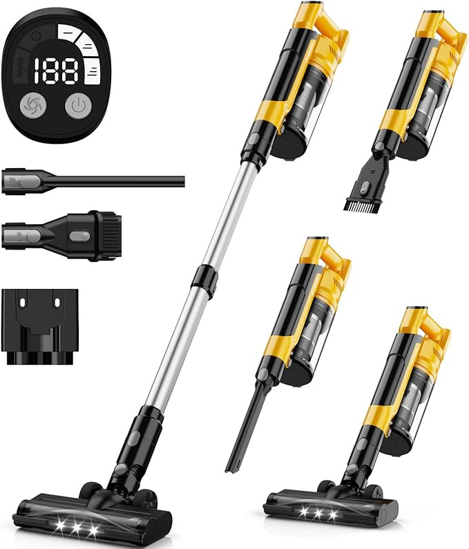 350W Cordless Vacuum Cleaner for Dewalt 20v Battery, 35kPa Brushless Lightweight Stick Vacuum wit... | Amazon (US)