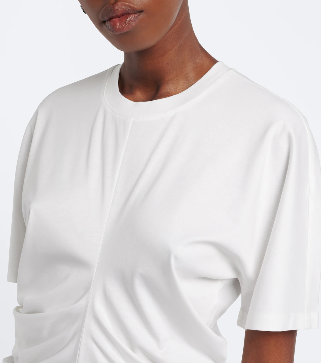 Gathered cotton and silk-blend t-shirt | Mytheresa (US/CA)