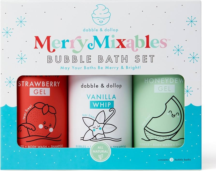 Dabble & Dollop Merry Mixables Bubble Bath Set - Natural Shampoo & Body Wash for Kids, USA-Made, ... | Amazon (US)