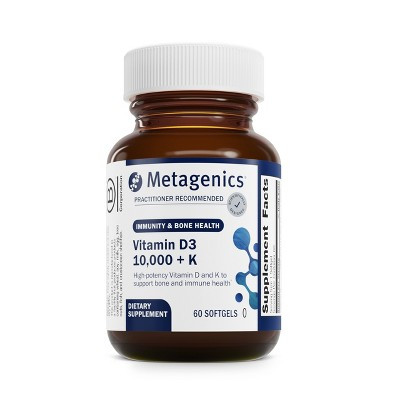 Metagenics D3 + K2: Immune, bone & heart support, non-GMO, gluten-free, 10,000 IU, 60 softgels. | Target