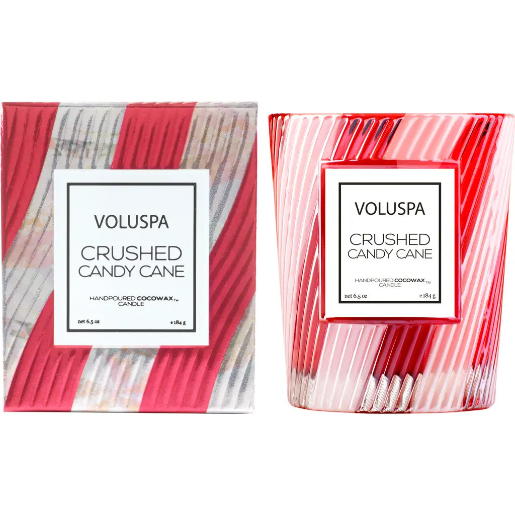 Voluspa Crushed Candy Cane Boxed Classic Candle in Red at Nordstrom | Nordstrom