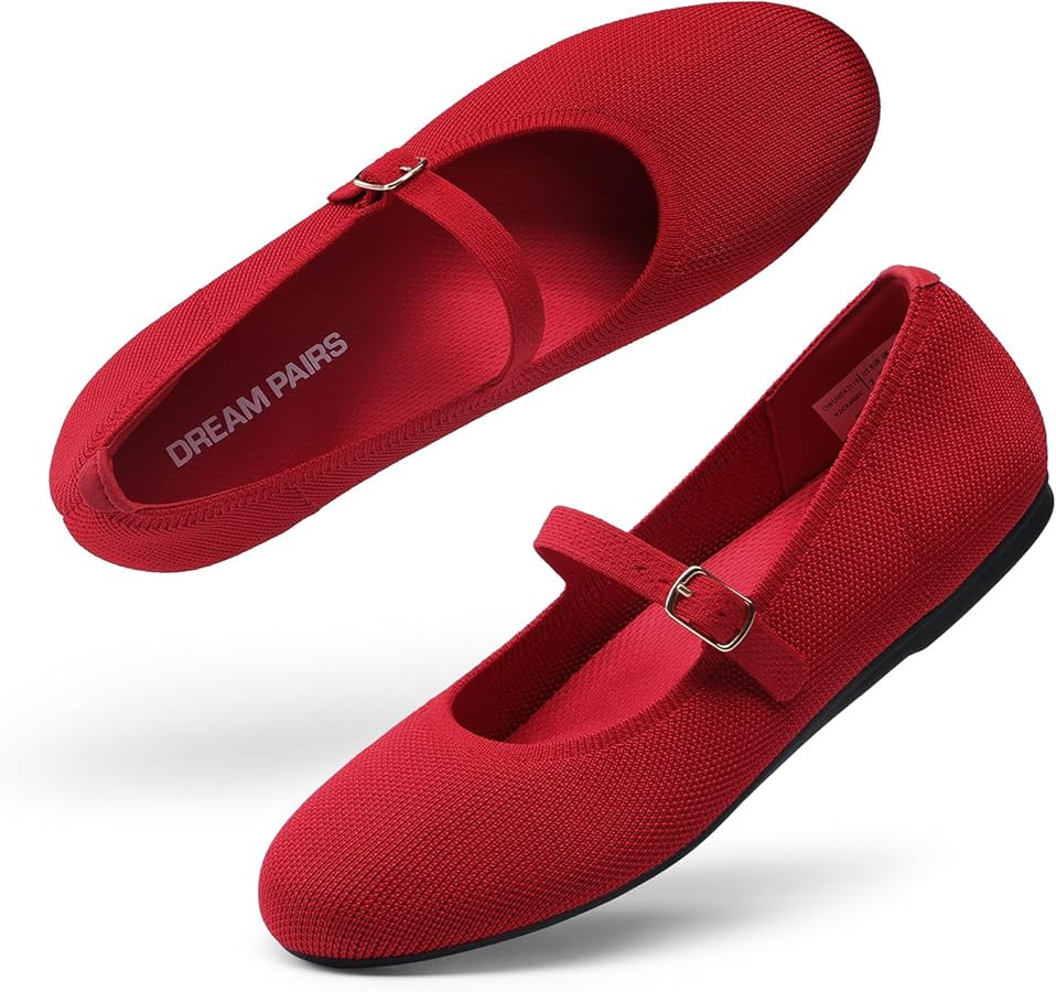DREAM PAIRS Women's Mary Jane Ballet Flat Shoes Dressy Foldable Knit Flats with Arch Support Comf... | Amazon (US)