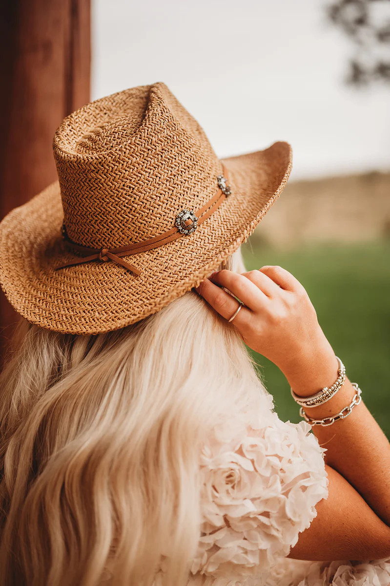 Way-out West Khaki Straw Cowgirl Hat | Apricot Lane Boutique