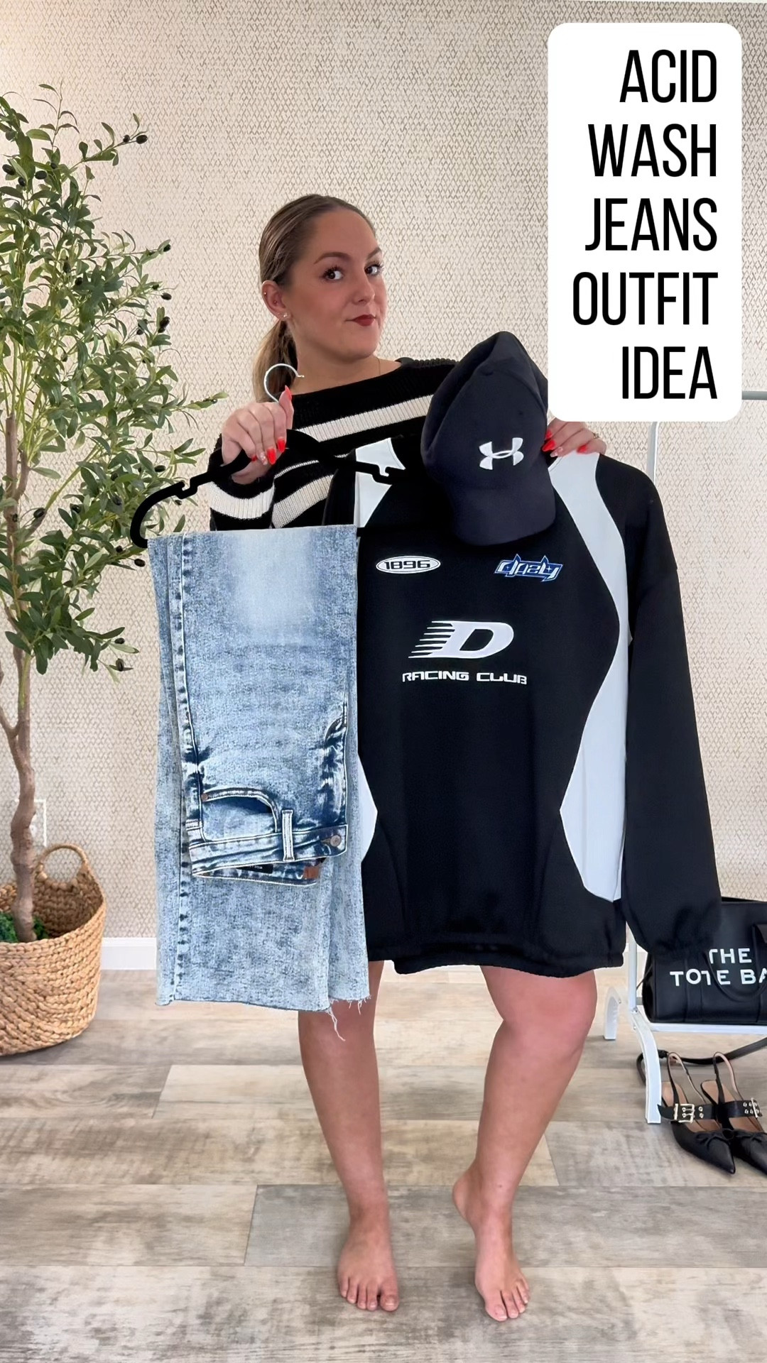 Shop this look below and follow me for daily outfit ideas and style inspo 🤍 Details below:

Acid Wash Wide Leg Jeans: Judy Blue size 9 (@Staycozywithjess on TikTok or Amazon below)
Racing long sleeve top: Amazon size large 
Kitten heels: Unilady size 8  (@Staycozywithjess on TikTok or similar on Amazon below)
Under Armour Baseball hat: Amazon
The Tote Bag: Amazon 

90s Vibes with a Modern Twist ✨

Channel your inner fashionista with this chic outfit featuring Judy Blue's acid wash wide leg jeans. The relaxed fit of the jeans is perfectly matching with an oversized racing long sleeve for a sporty vibe. Add a touch of edge with a black hat and elevate the look with kitten heels and a designer-inspired bag. This outfit is perfect for a casual brunch, a day of shopping, or even a casino night out!

Here's what you'll need:

Acid wash wide leg Judy Blue jeans
Oversized long sleeve (black or a contrasting color) 
Black hat (baseball cap, bucket hat, or beanie depending on the vibe you're going for)
Kitten heels 
Designer-inspired bag

Stay cozy,
- Jess 💋

#ltkmidsize #size10fashion #wearingsize9


#LTKfindsunder50 #LTKstyletip #LTKVideo