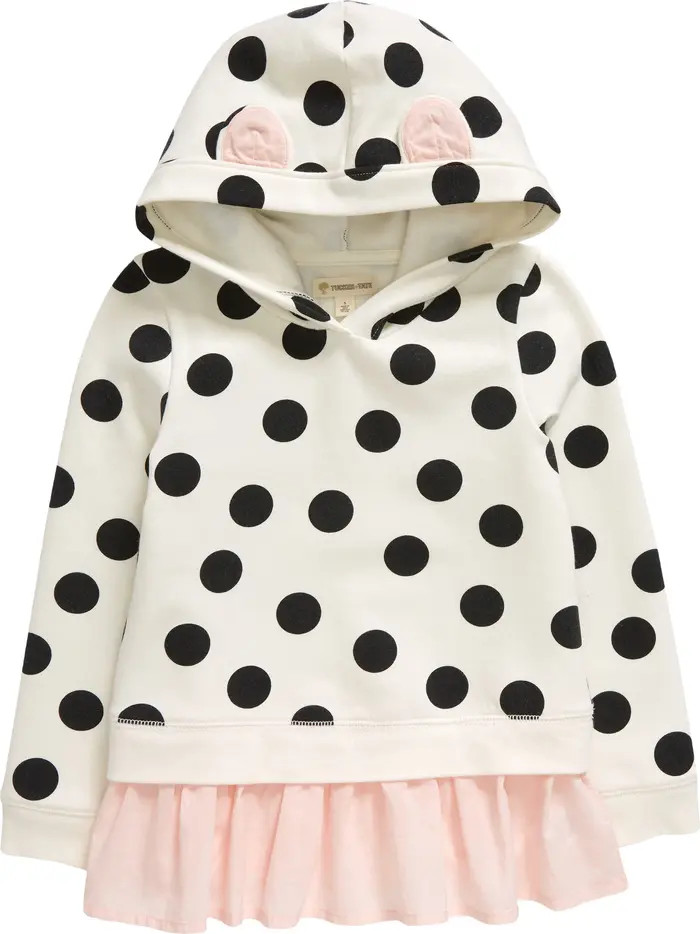 Animal Ear Ruffle Hem Hoodie | Nordstrom
