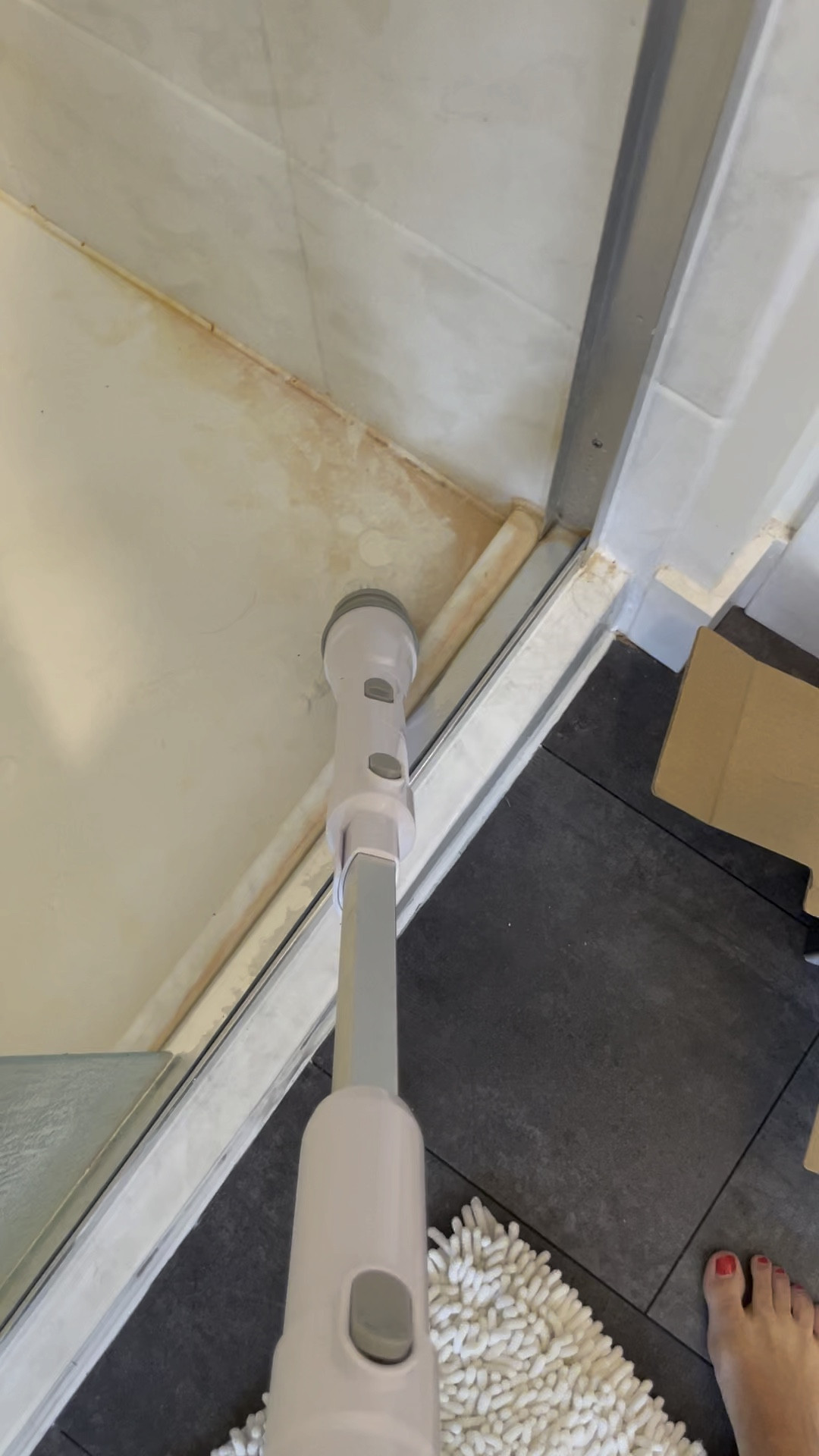 Don’t judge me! I swear I am normally a very clean person  This cleaning tool is literally the best. No scrubbing, no bending over. 