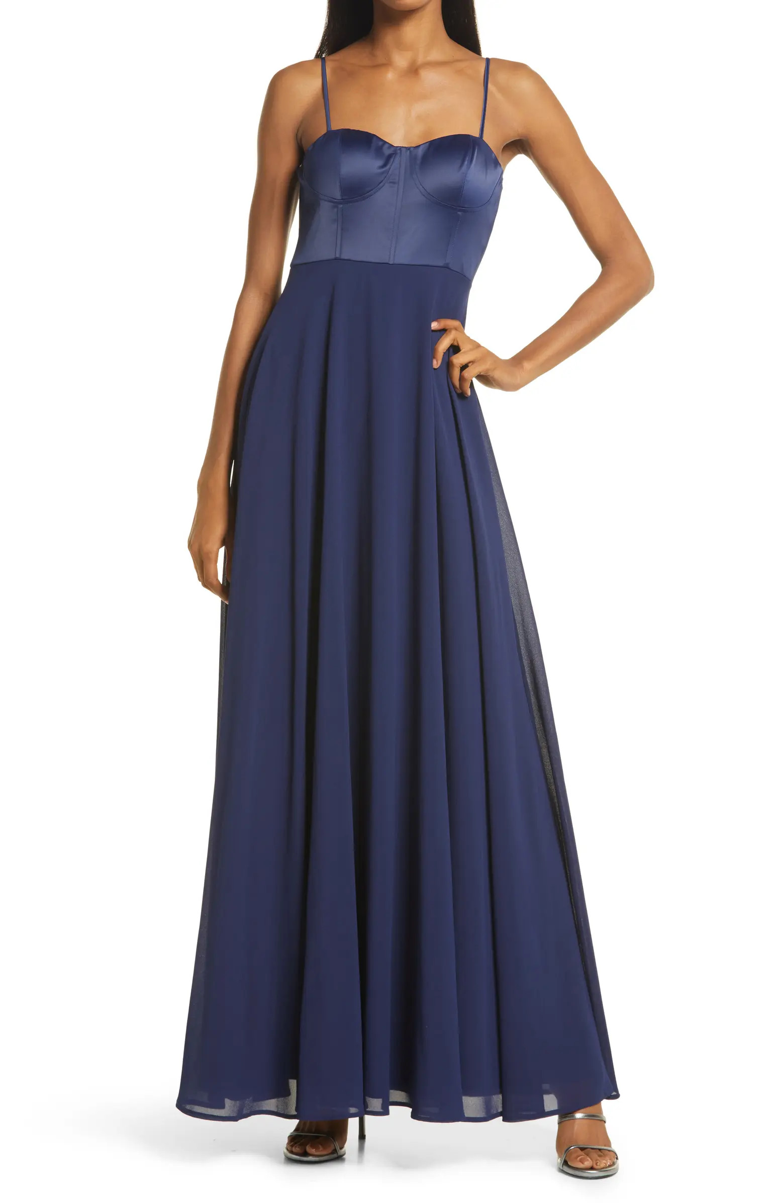 Best Part of Me Satin Bustier Chiffon Gown | Nordstrom