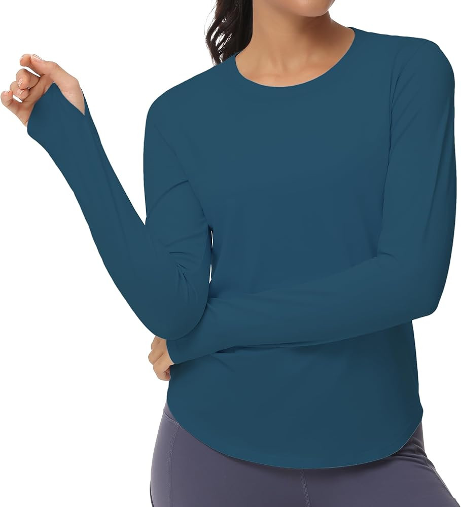 THE GYM PEOPLE Women's Long Sleeve Workout Shirts Athletic Crewneck Hiking Tops with Thumb Hole | Amazon (US)