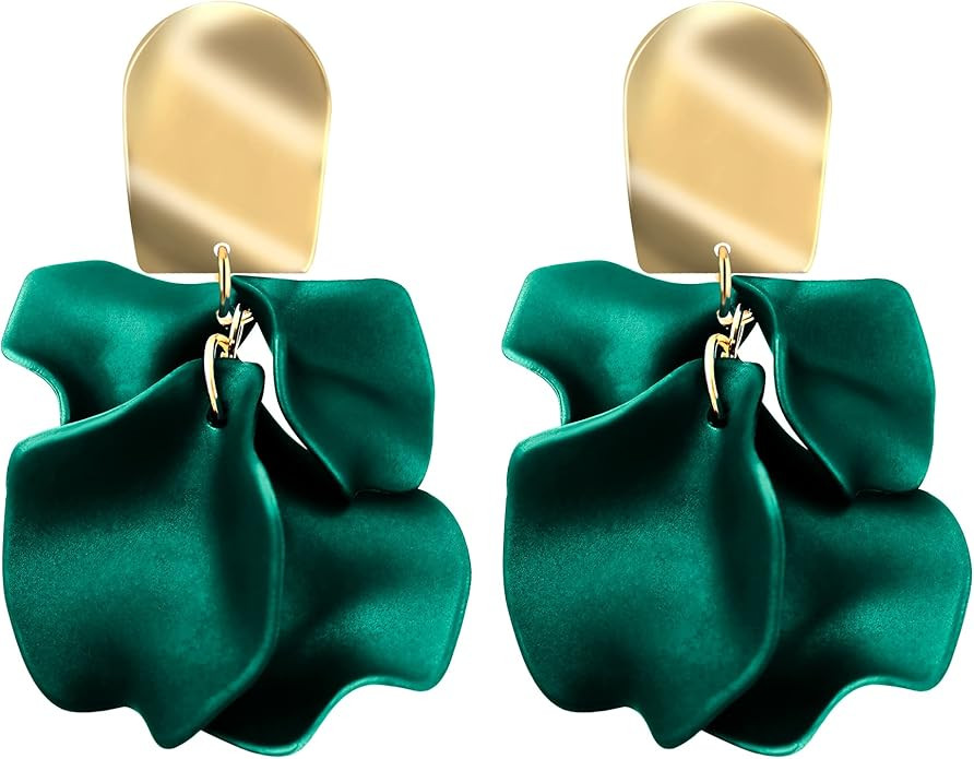 Acrylic Rose Petal Earrings Dangle Exaggerated Flower Earrings Drop Statement Floral Tassel Earri... | Amazon (US)
