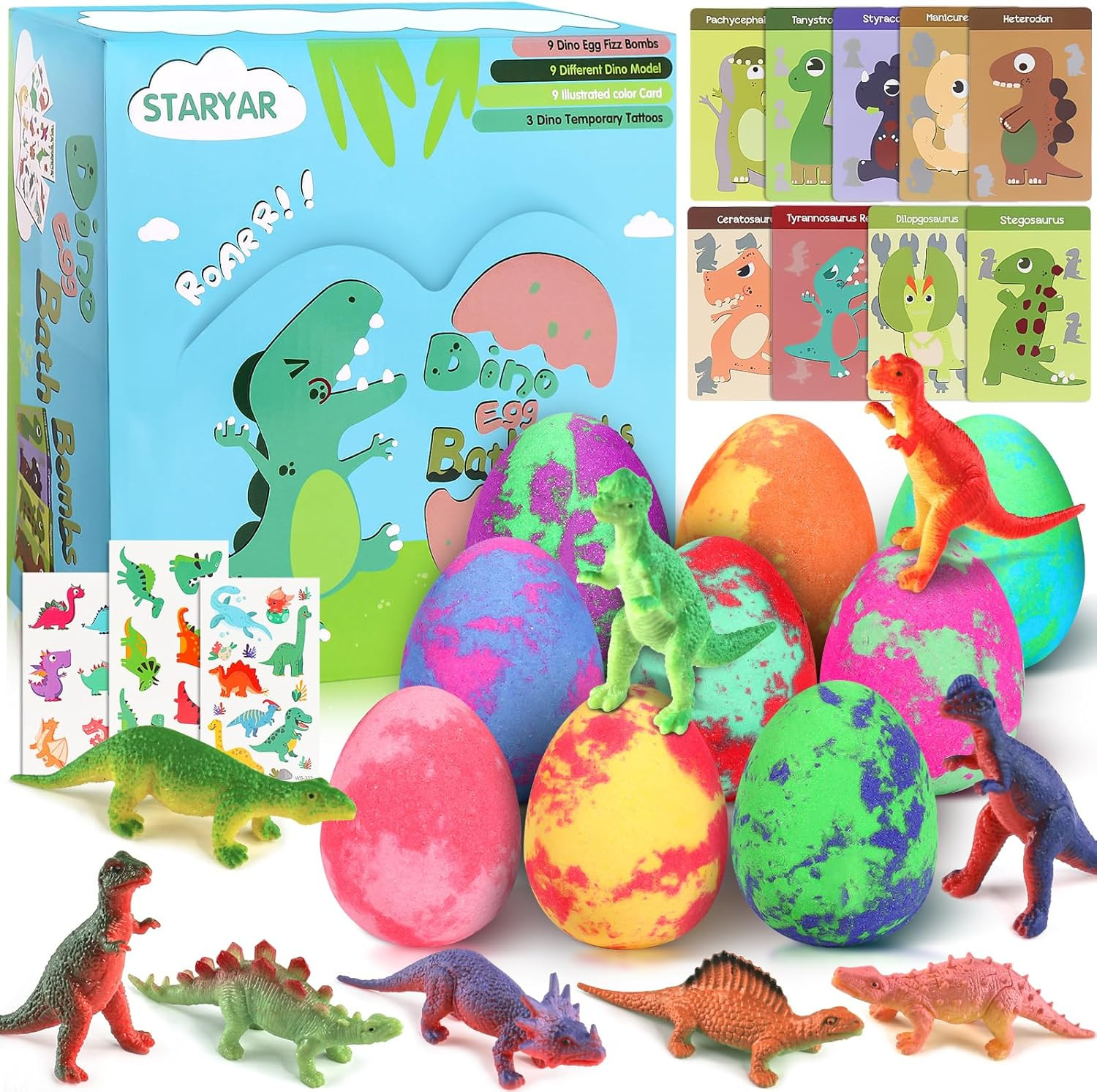 Bath Bombs for Kids with Surprise Toys Inside - 9 Pack Dinosaur Bath Bombs Gift Set, Dinosaur Toy... | Amazon (US)