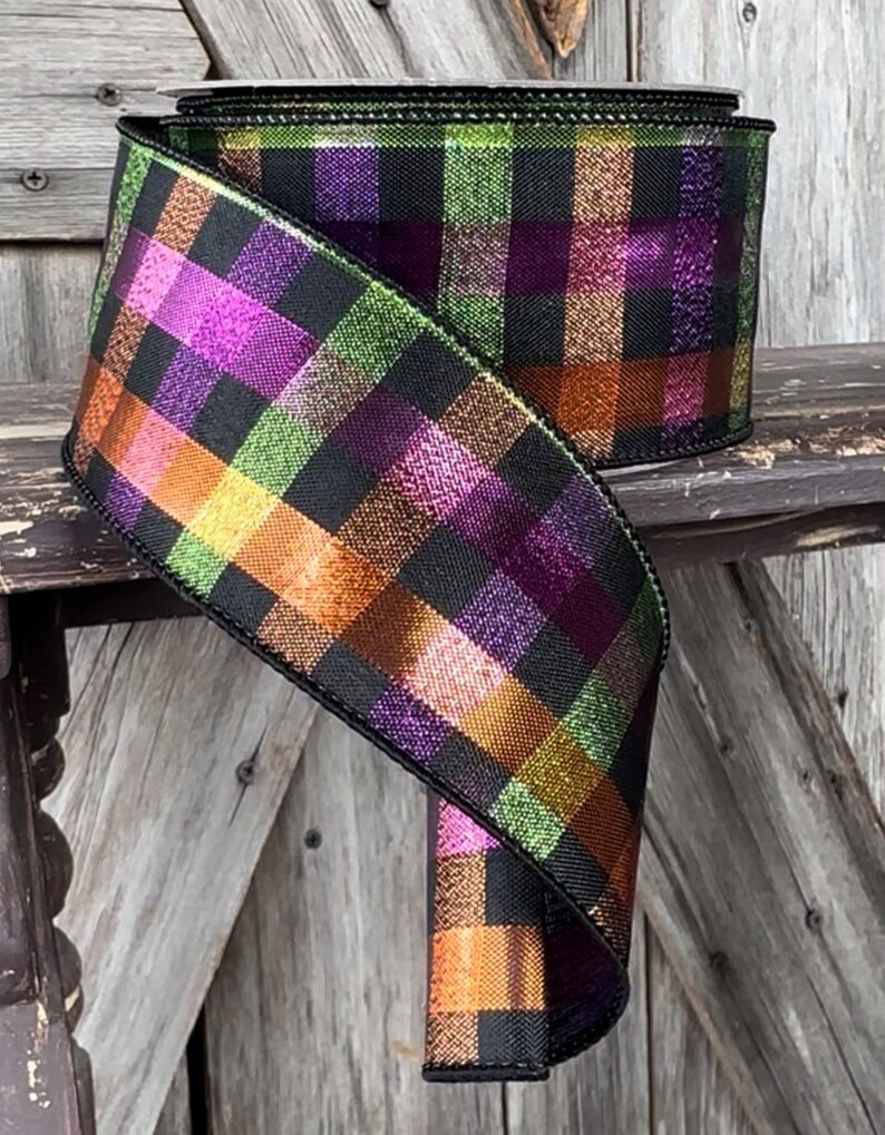 2.5 Inch Spooky Plaid Wired Ribbon - Etsy | Etsy (US)