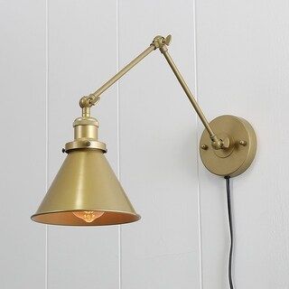 Carbon Loft DeMille Swing Arm Wall Lamp Adjustable Plug-in Golden Wall Sconces | Bed Bath & Beyond