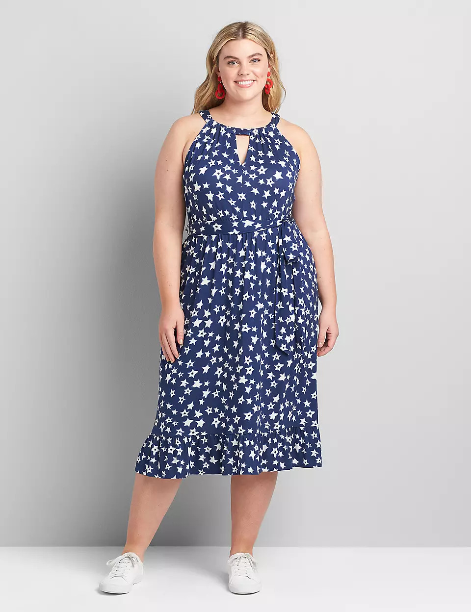 Halter Ruffle-Hem Fit & Flare Dress | Lane Bryant (US)