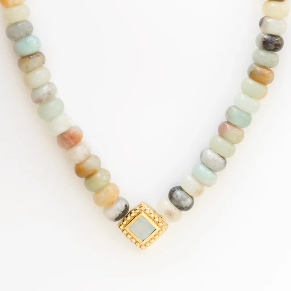 Chunky Aqua Jade Beaded Necklace | Carrie Elizabeth