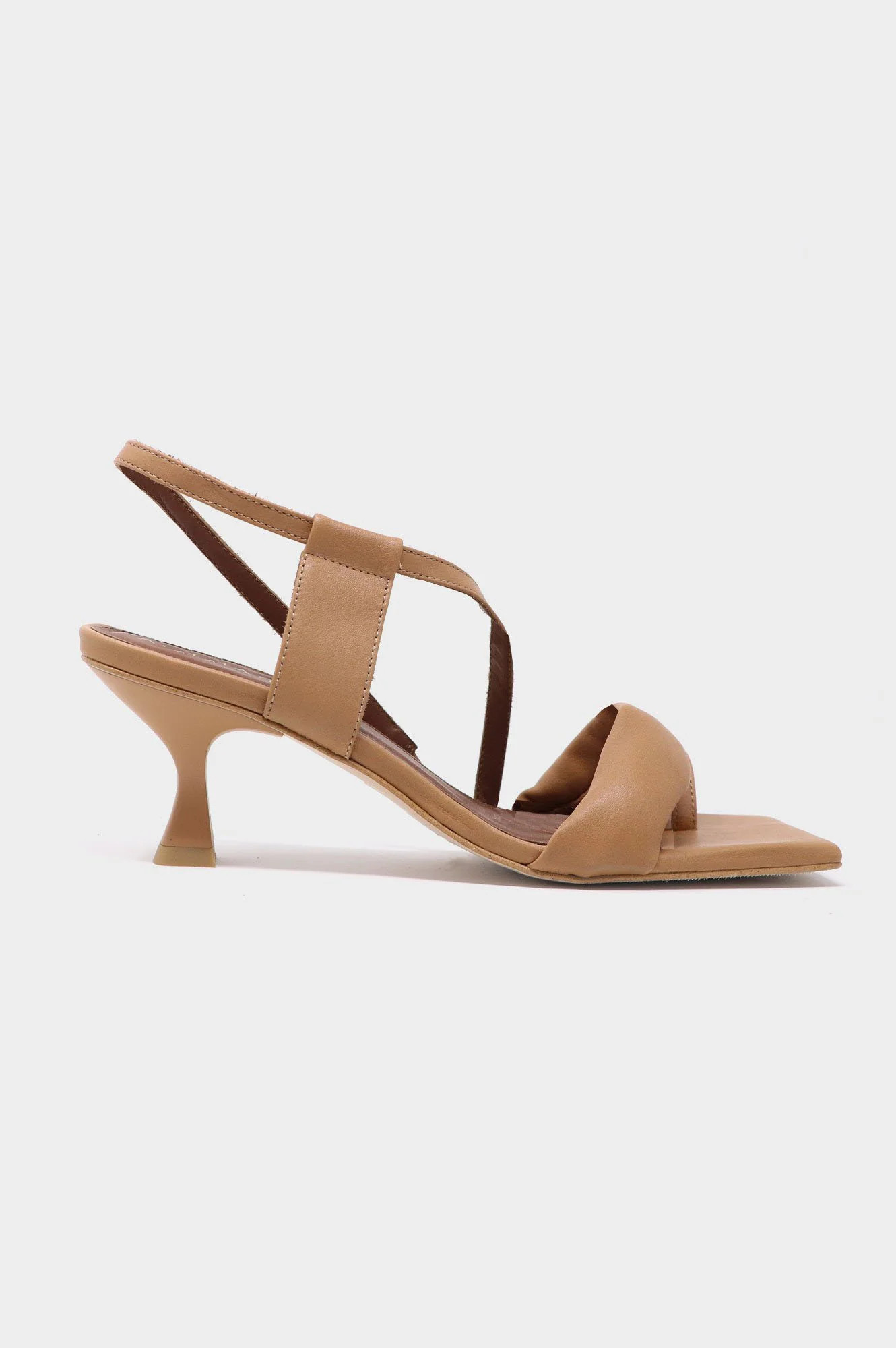 Asymmetric Leather Sandals | Camel | Aspiga